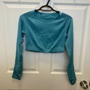 NWOT Gymshark Teal Energy Long Sleeve Crop Top